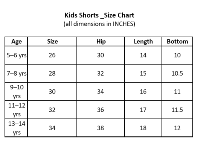 Size chart