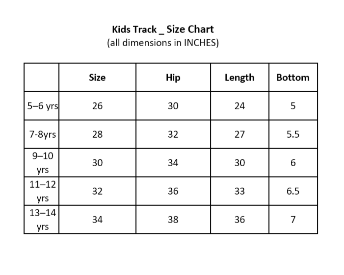 Collection size chart