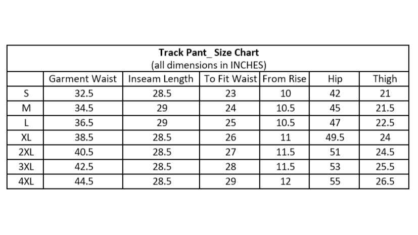 Collection size chart