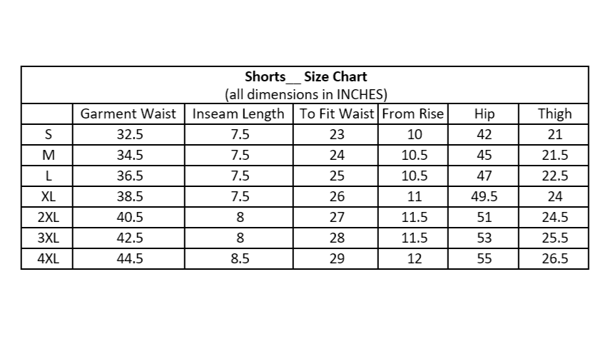 Collection size chart