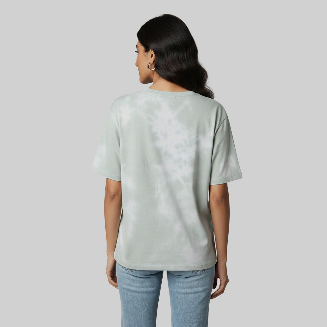 Women Jacquard Boxy Fit Round Neck T-Shirt ELASTO+ Stretch Fit Breathable Soft Casual Wear