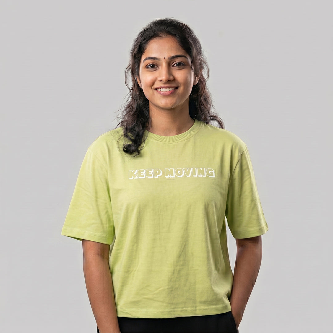 Women Typography Print Sports T-Shirt ELASTO+ Stretch Fit Breathable Gym Tee