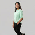 Women Typography Print Sports T-Shirt ELASTO+ Stretch Fit Breathable Gym Tee
