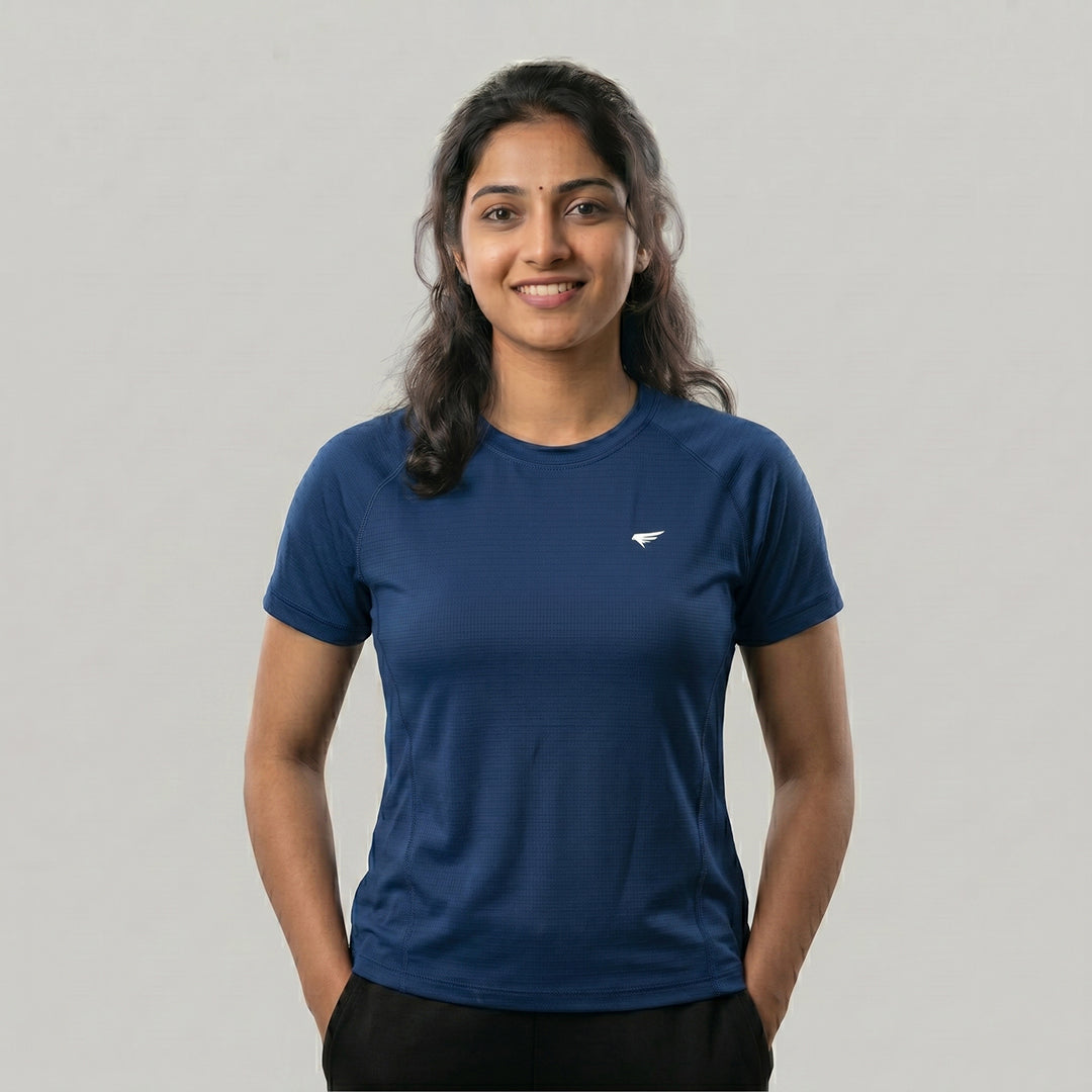 Women Solid Sports T-Shirt ELASTO+ Stretch Fit Breathable Gym Tee