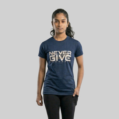 Women Typography Print Sports T-Shirt ELASTO+ Stretch Fit Breathable Gym Tee