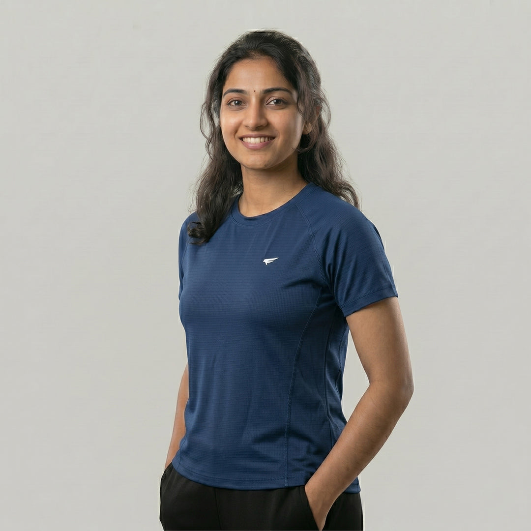 Women Solid Sports T-Shirt ELASTO+ Stretch Fit Breathable Gym Tee