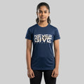 Women Typography Print Sports T-Shirt ELASTO+ Stretch Fit Breathable Gym Tee