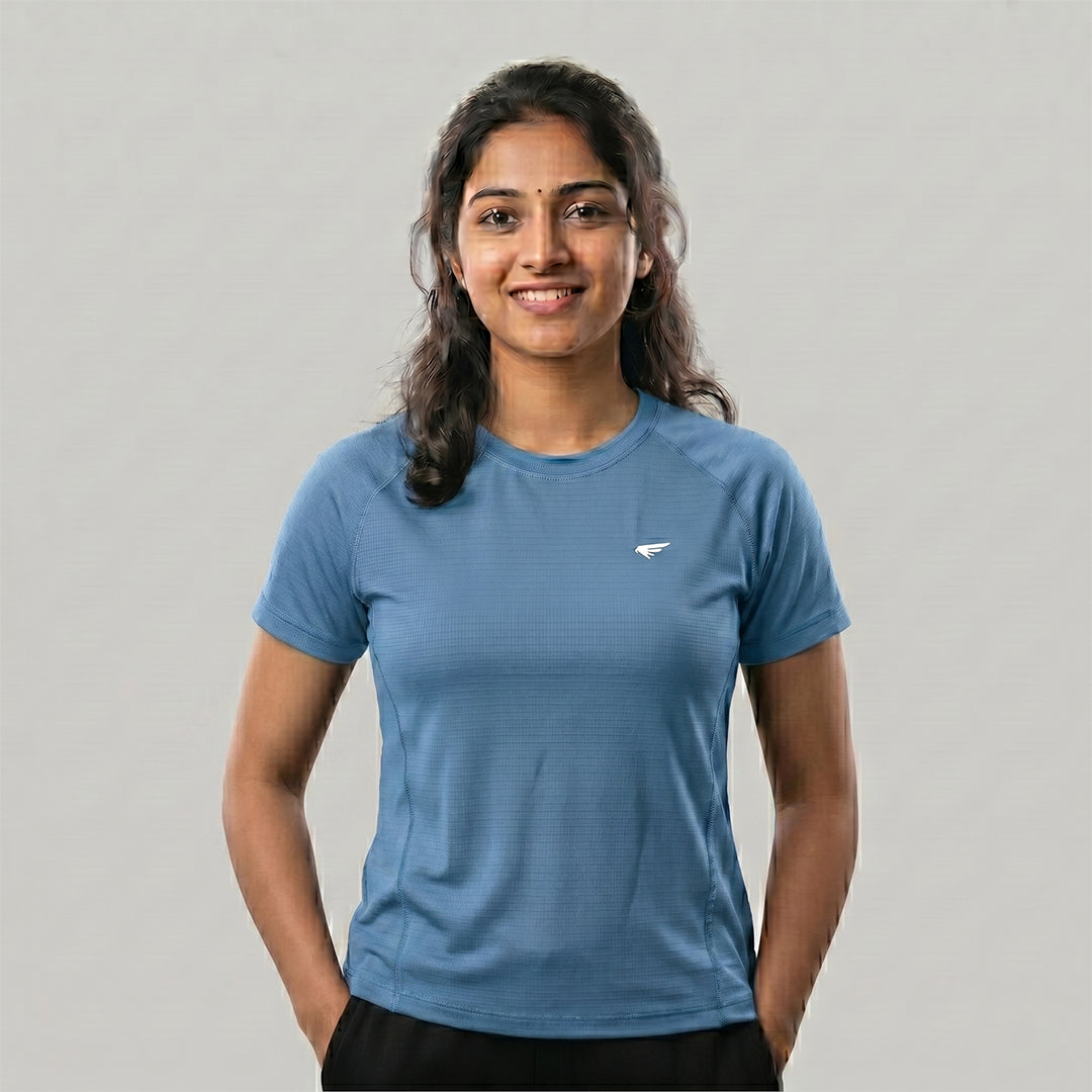 Women Solid Sports T-Shirt ELASTO+ Stretch Fit Breathable Gym Tee