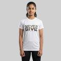 Women Typography Print Sports T-Shirt ELASTO+ Stretch Fit Breathable Gym Tee