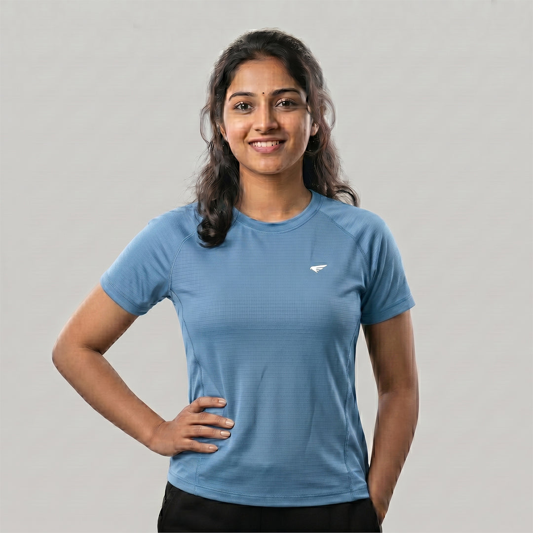 Women Solid Sports T-Shirt ELASTO+ Stretch Fit Breathable Gym Tee
