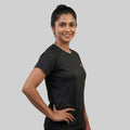 Women Solid Slim Fit Crew Neck T-Shirt ELASTO+ Stretch Fit Breathable Soft Casual Wear