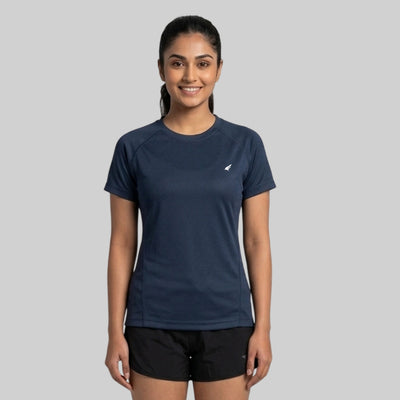Women Solid Slim Fit Crew Neck T-Shirt ELASTO+ Stretch Fit Breathable Soft Casual Wear