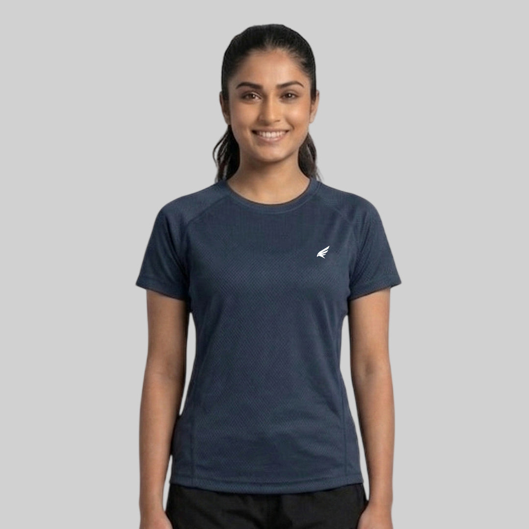 Women Solid Slim Fit Crew Neck T-Shirt ELASTO+ Stretch Fit Breathable Soft Casual Wear