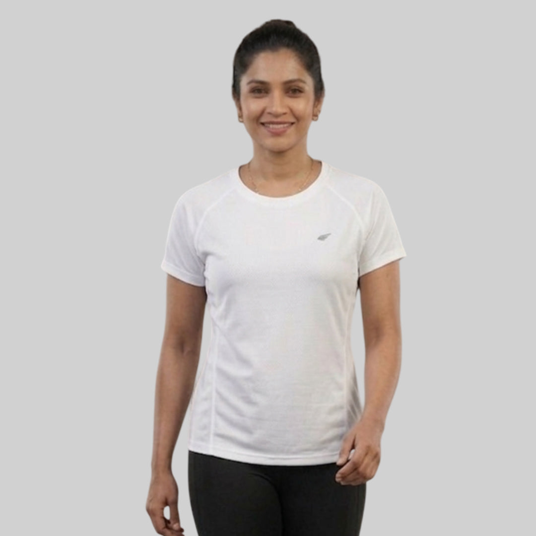 Women Solid Slim Fit Crew Neck T-Shirt ELASTO+ Stretch Fit Breathable Soft Casual Wear