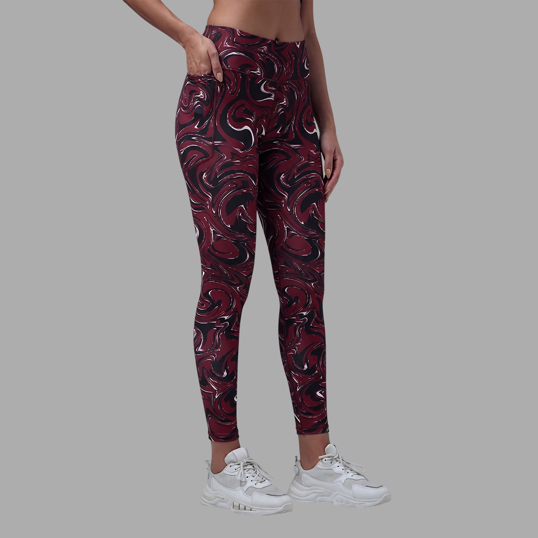 Women Printed Slim Fit Tights High Waist Stretchable Activewear Tights Gym, Yoga, Running & Daily Wear