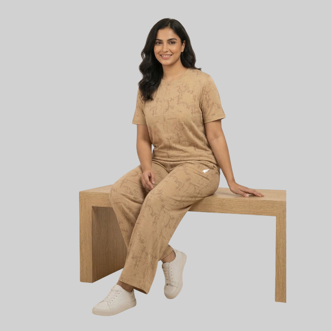 Women Relaxed Fit Sports Co-Ord Set ELASTO+ Stretch Fit Breathable Comfortable Gym Casual Wear