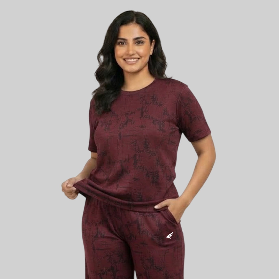 Women Relaxed Fit Sports Co-Ord Set ELASTO+ Stretch Fit Breathable Comfortable Gym Casual Wear