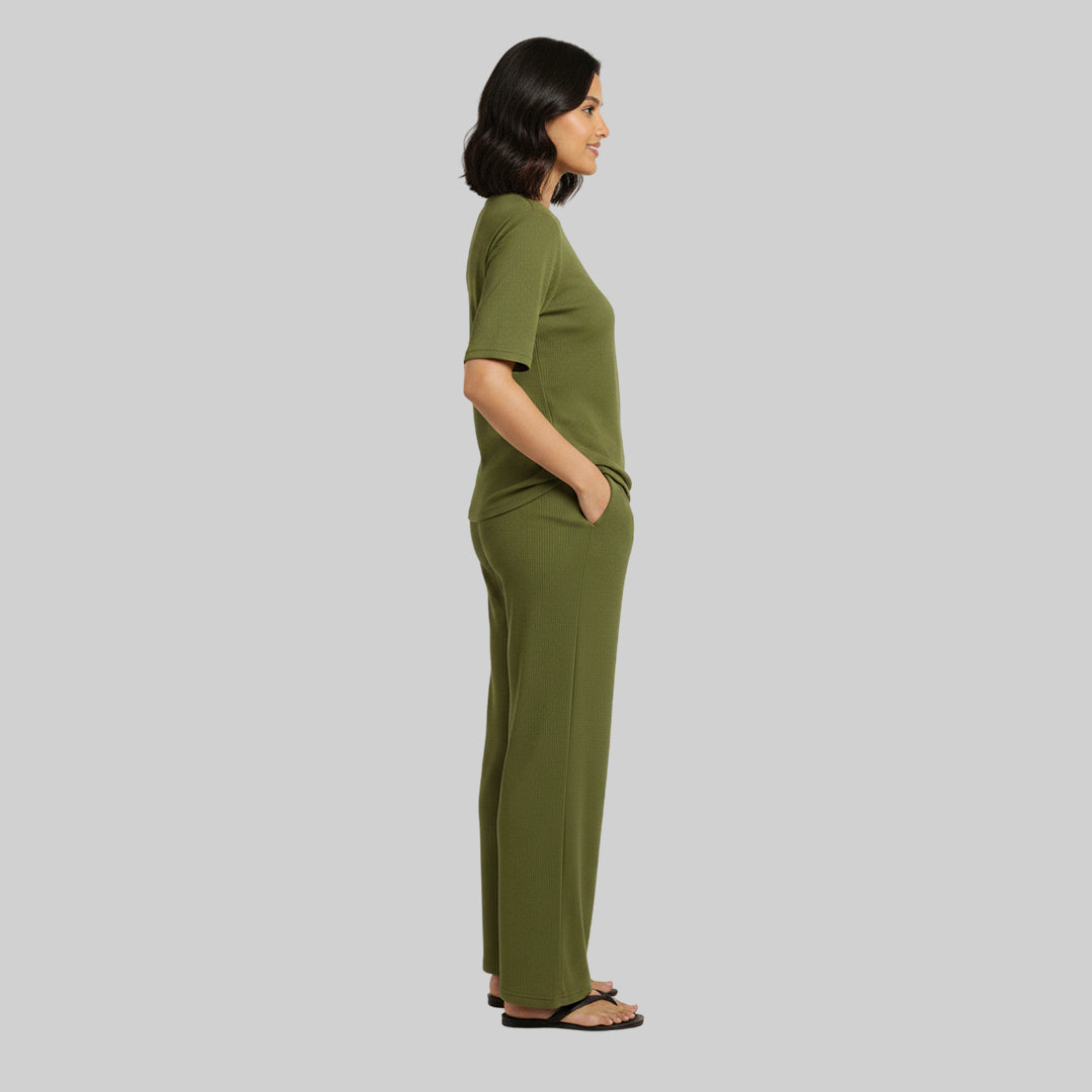 Women Cubic Melange Relaxed Fit Co-Ord Set Quick-Drying Breathable Comfortable Sports Casual Wear