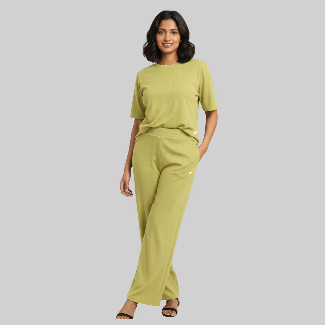 Women Cubic Melange Relaxed Fit Co-Ord Set Quick-Drying Breathable Comfortable Sports Casual Wear