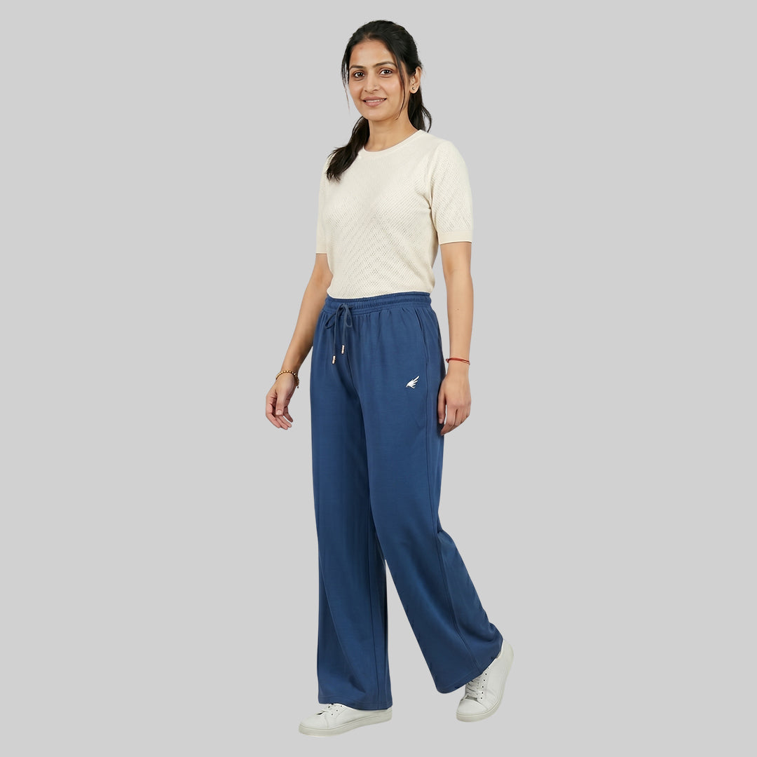 Women High Waist Palazzo Pants Straight Fit Stretch Breathable Casual Wear