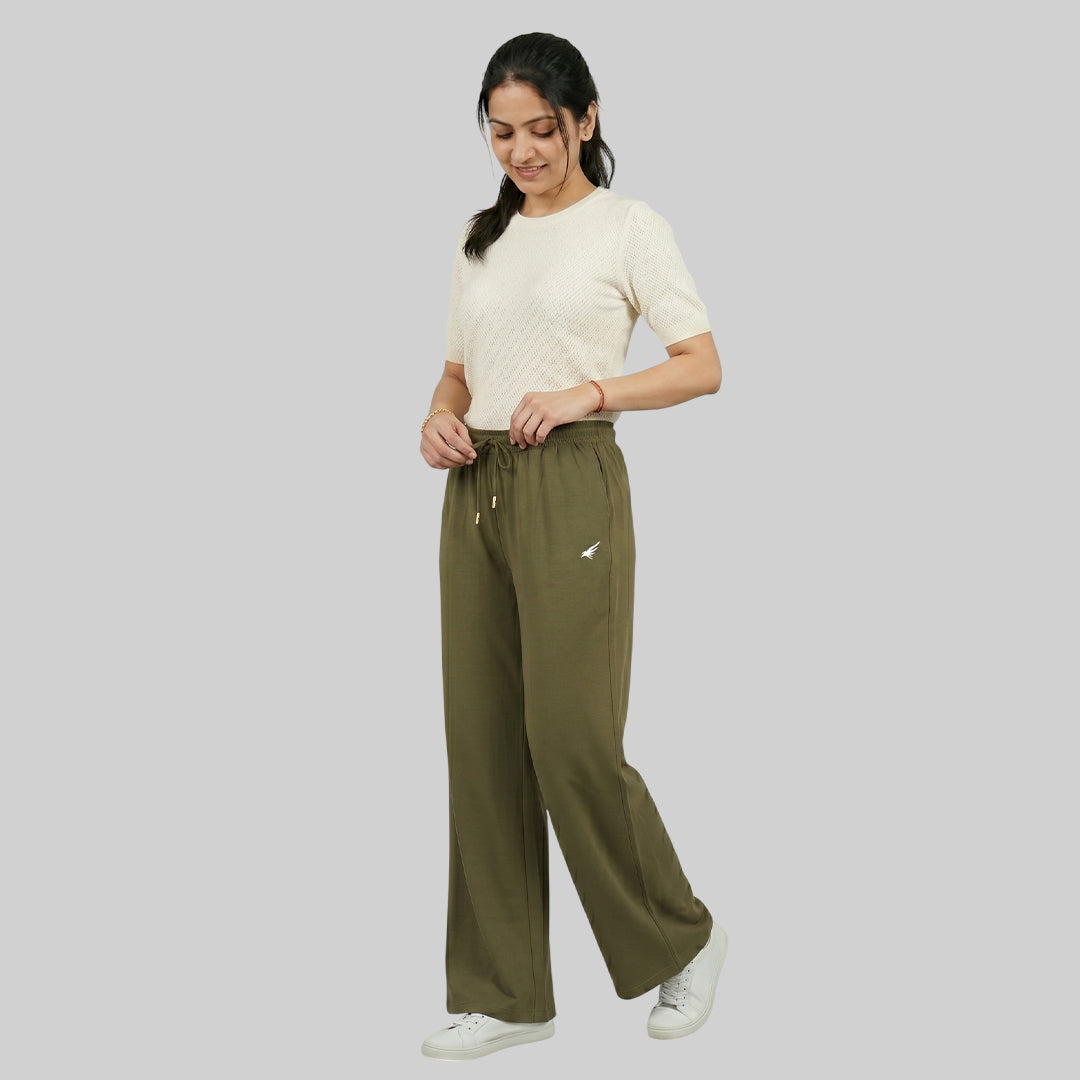 Women High Waist Palazzo Pants Straight Fit Stretch Breathable Casual Wear