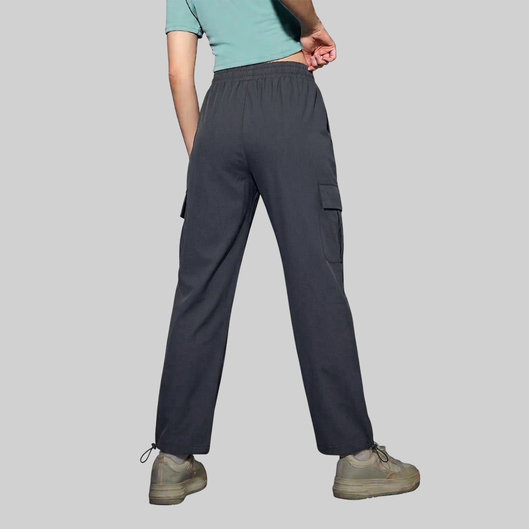Women’s Solid Straight Fit Cargo Trackpants