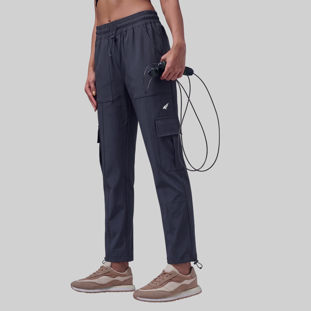 Women’s Solid Straight Fit Cargo Trackpants
