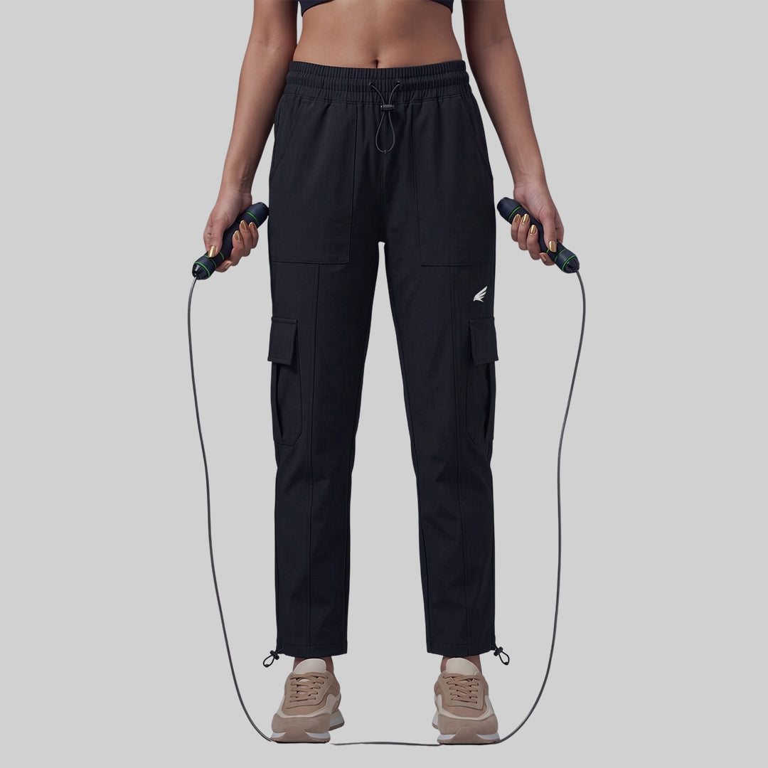 Women’s Solid Straight Fit Cargo Trackpants