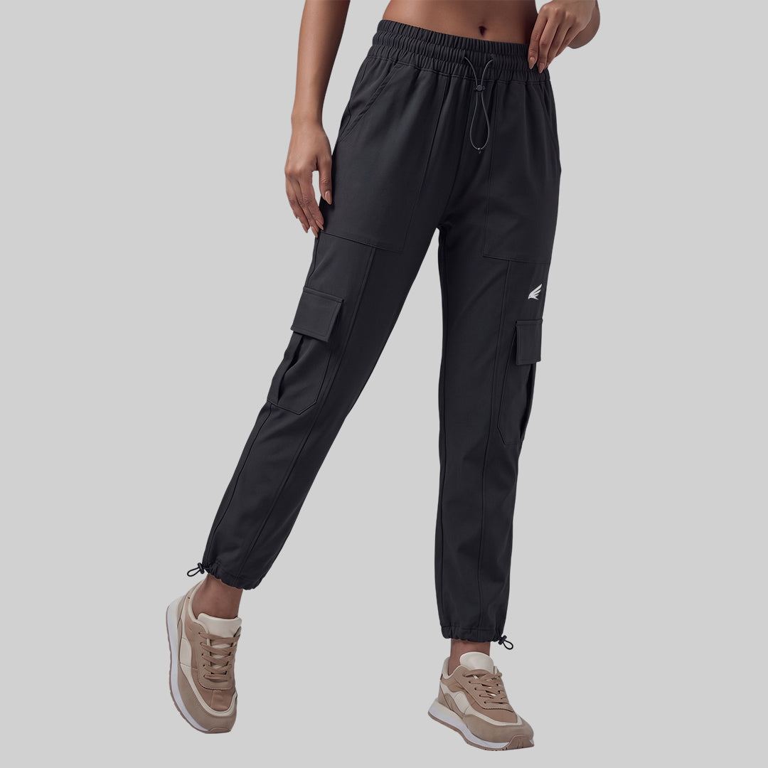 Women’s Solid Straight Fit Cargo Trackpants