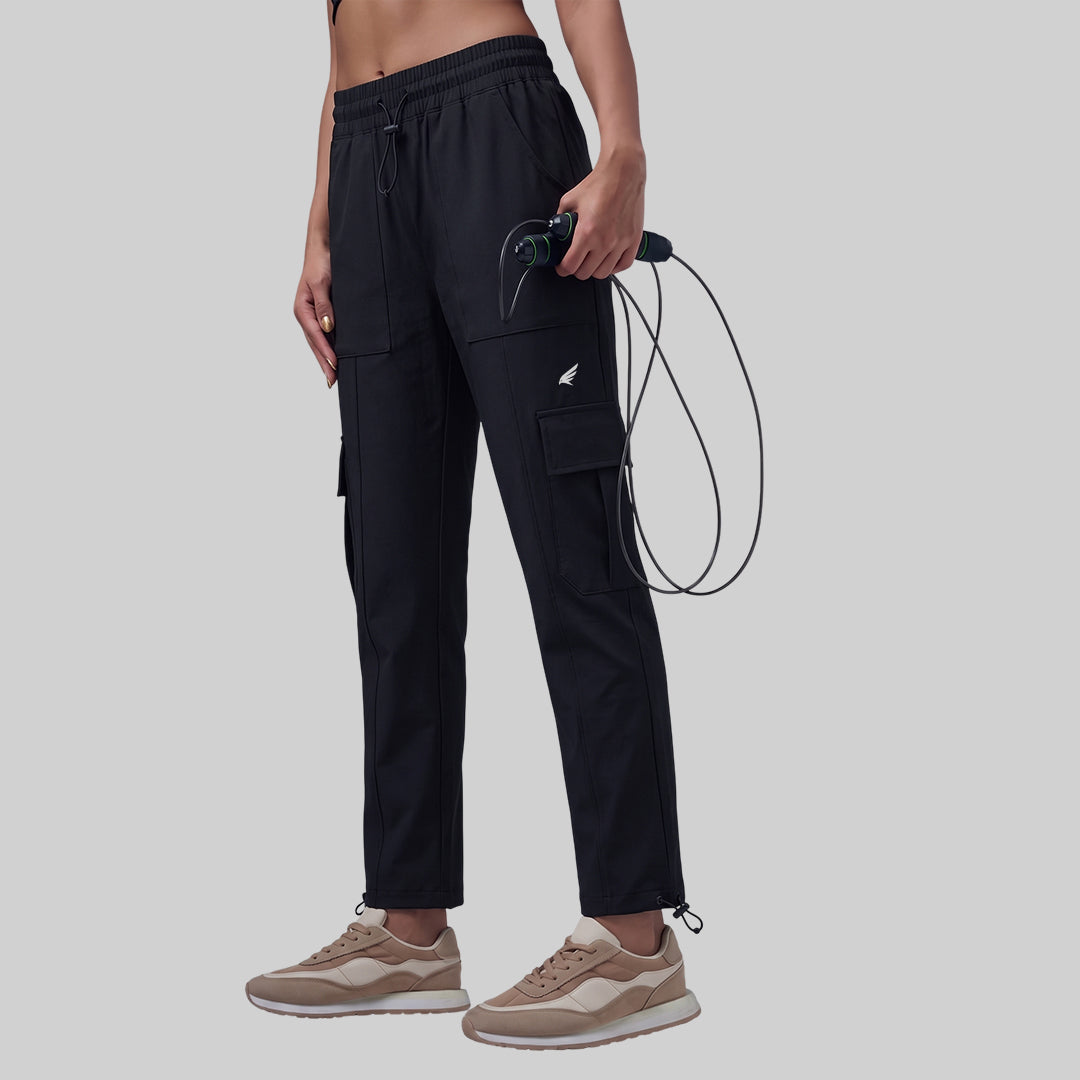 Women’s Solid Straight Fit Cargo Trackpants