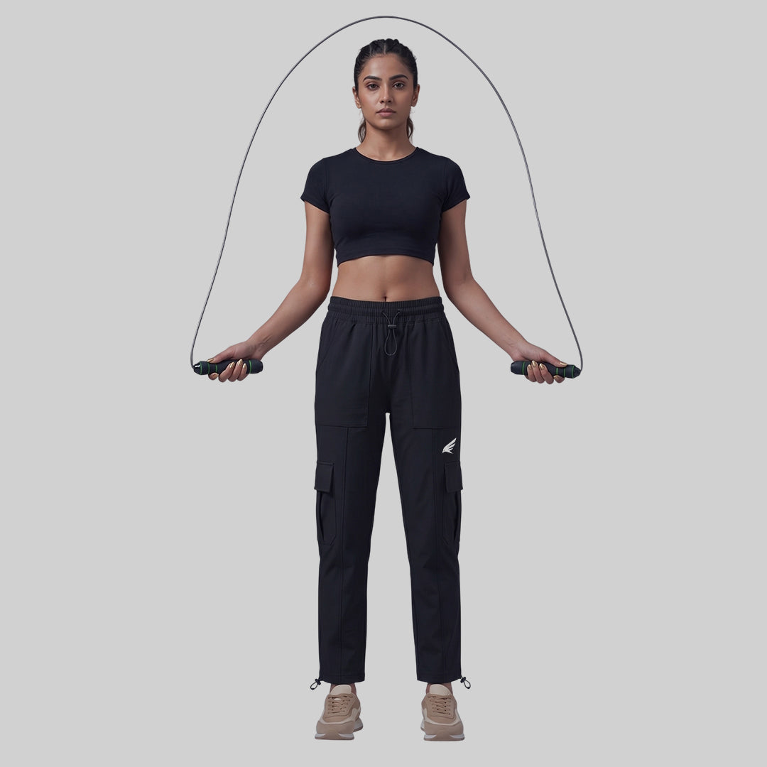 Women’s Solid Straight Fit Cargo Trackpants