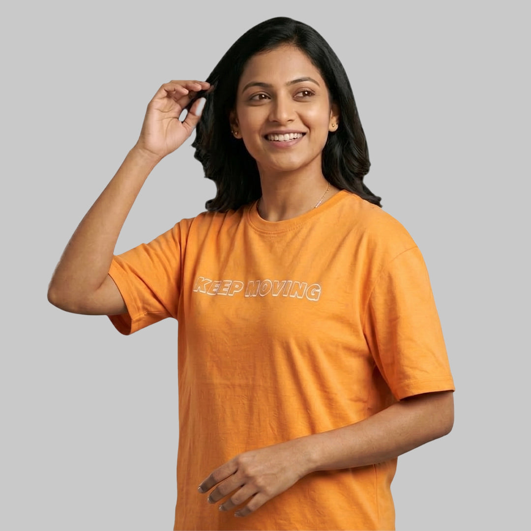 Women Typography Print Sports T-Shirt ELASTO+ Stretch Fit Breathable Gym Tee